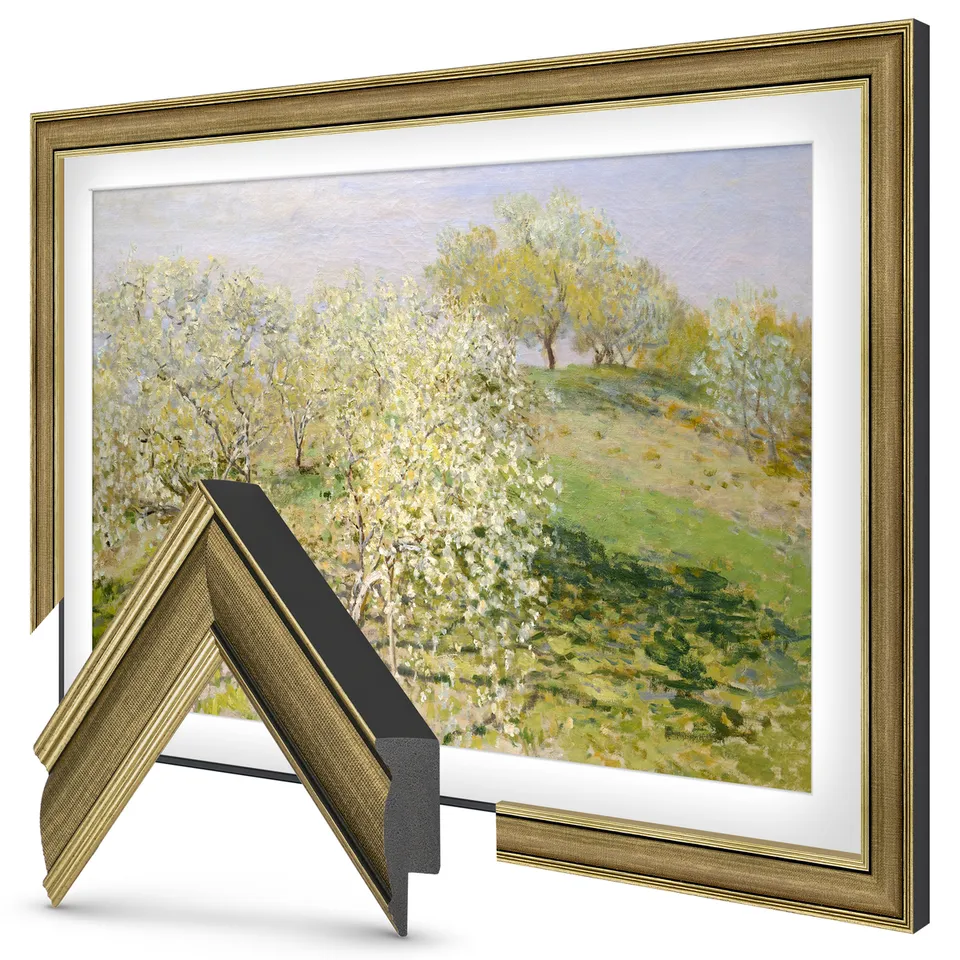 Industrial Brass Slim TV frame — frame view