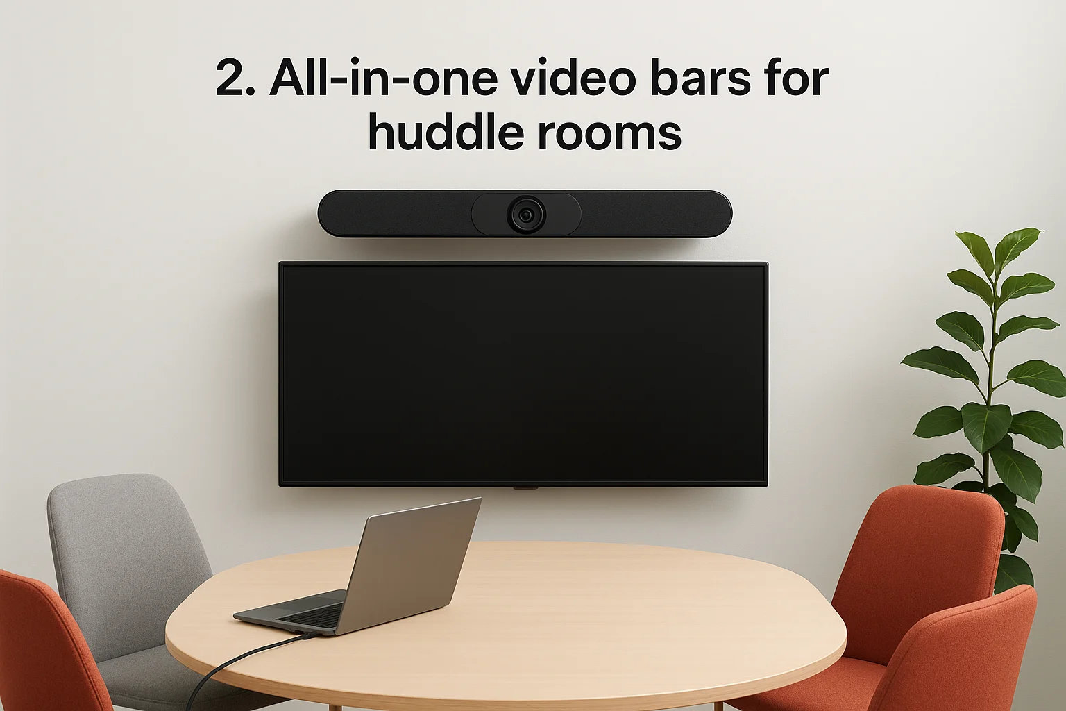 2. All-in-one video bars for huddle rooms