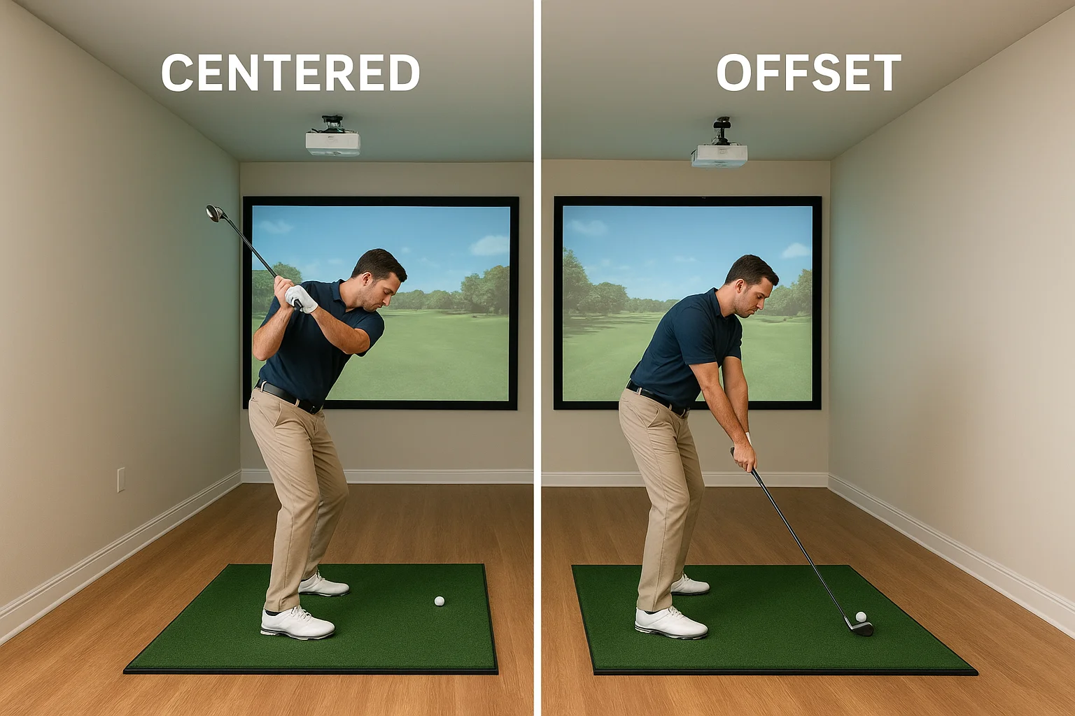 Room width: centered vs offset hitting setup