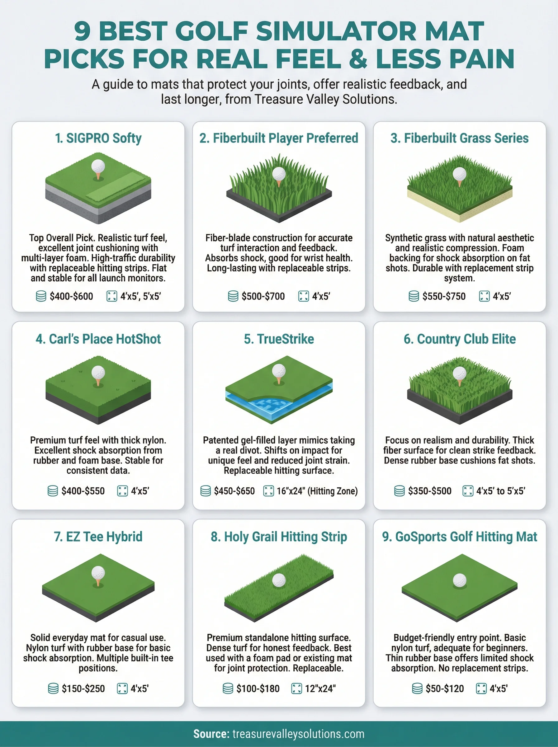 golf simulator mat infographic