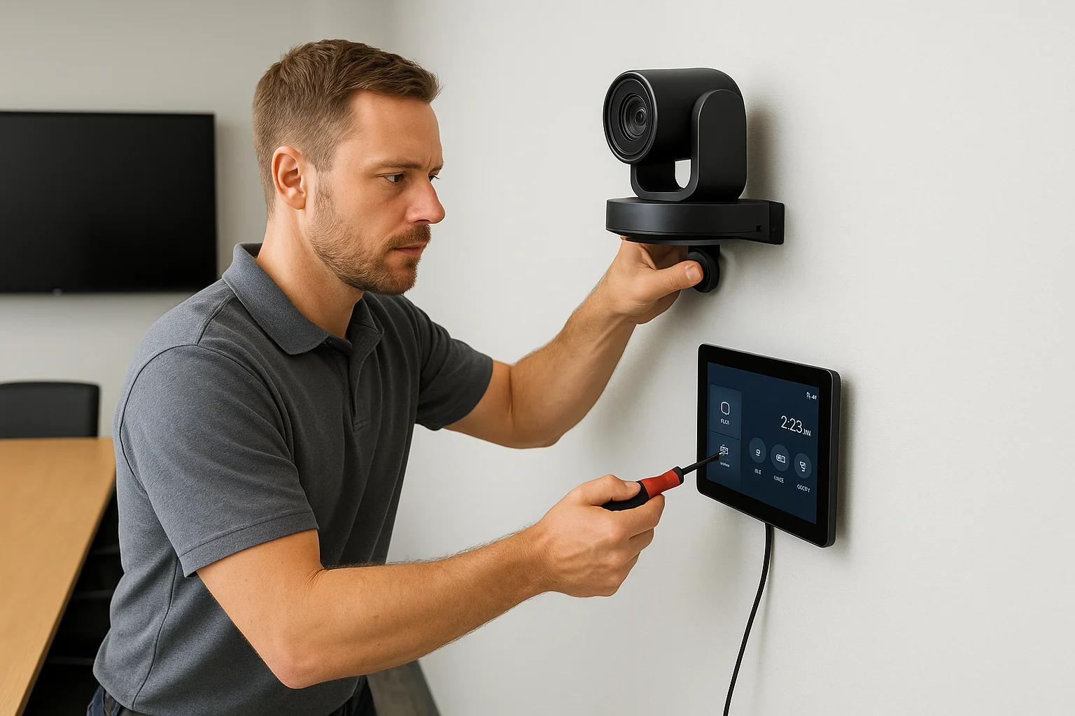 Position cameras and install control panels