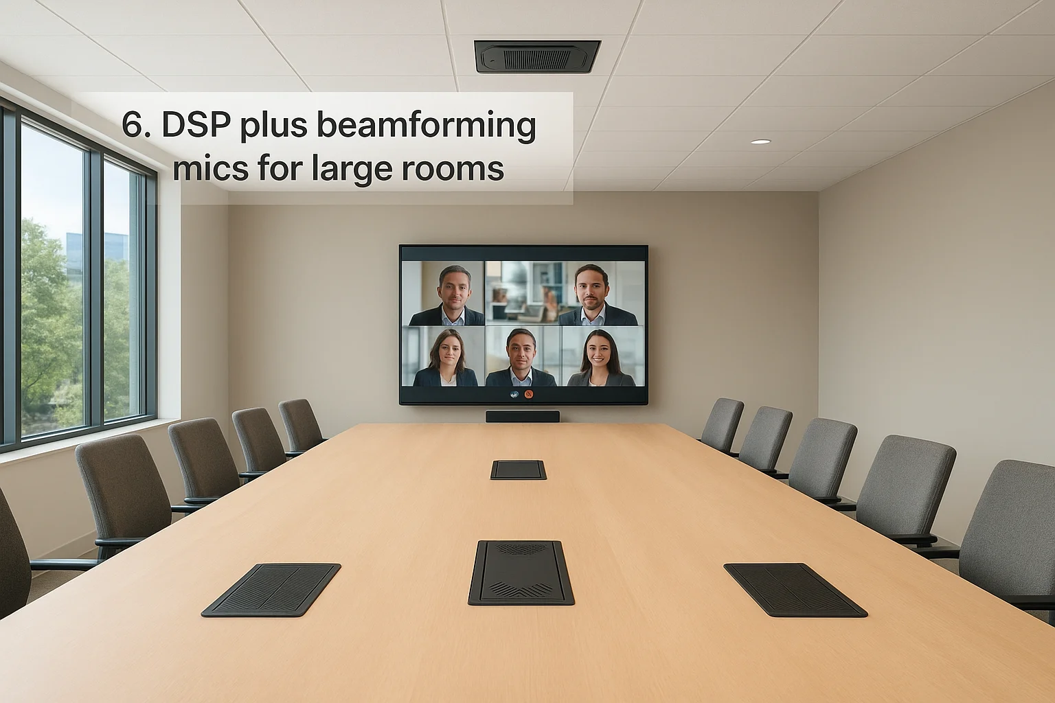 6. DSP plus beamforming mics for large rooms